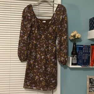 Flowered brown dress